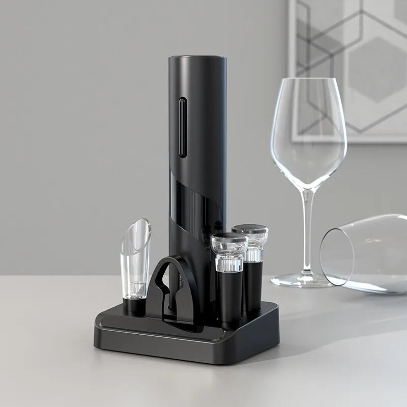 Abridor de Vinho SMART WINE VF Elétrico Recarregável - USB + 3 Super Brindes - Kit com Aerador e Rolha à Vácuo - SUPER LANÇAMENTO