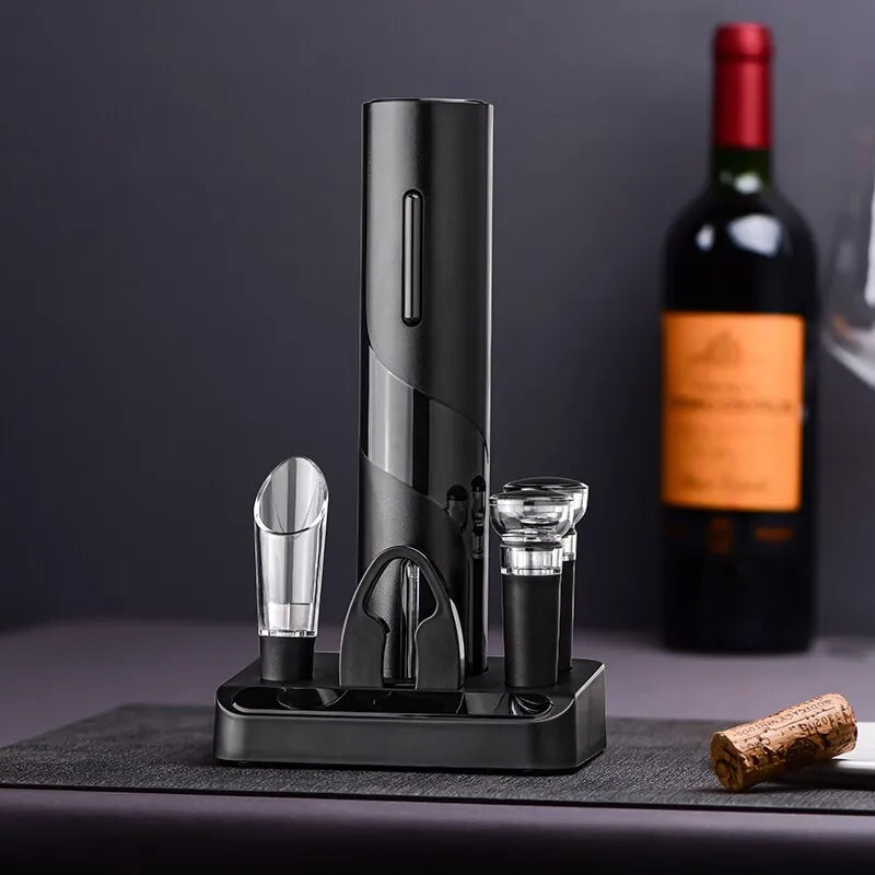 Abridor de Vinho SMART WINE VF Elétrico Recarregável - USB + 3 Super Brindes - Kit com Aerador e Rolha à Vácuo - SUPER LANÇAMENTO