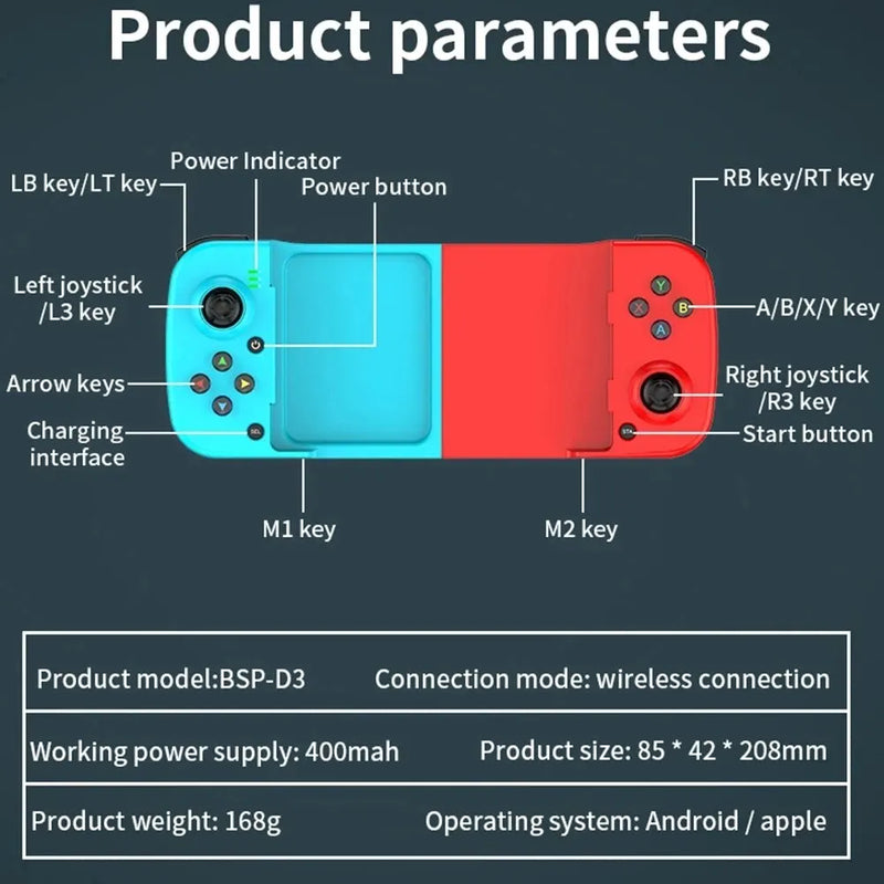 Gamepad Telescopic For Apple IOS Android PUBG Switch PS4 Stretch Wireless BT 5.0 Phone Eat Chicken Game Controller Joystick