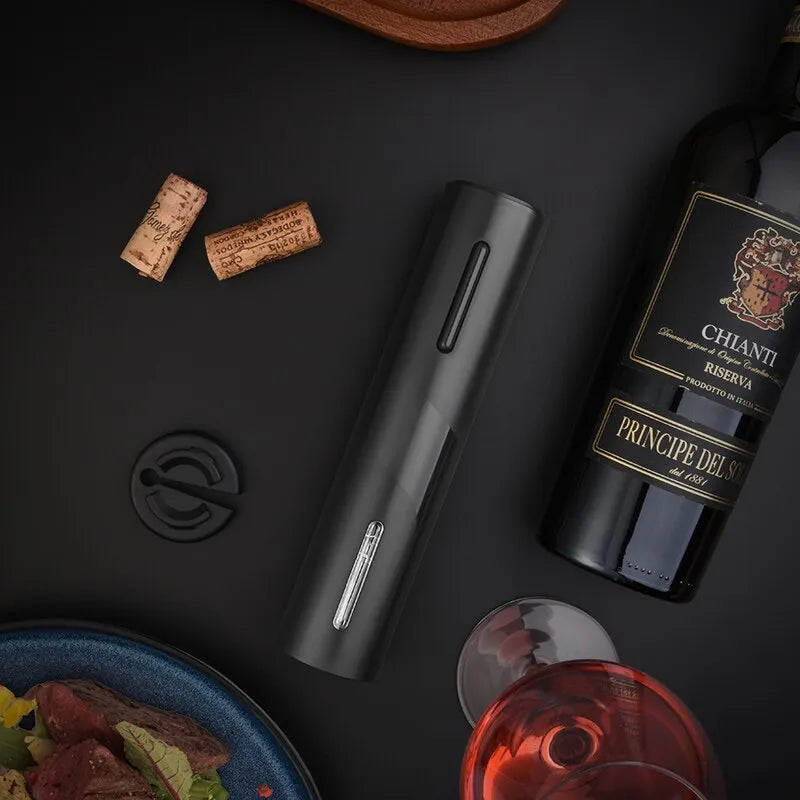 Abridor de Vinho SMART WINE VF Elétrico Recarregável - USB + 3 Super Brindes - Kit com Aerador e Rolha à Vácuo - SUPER LANÇAMENTO