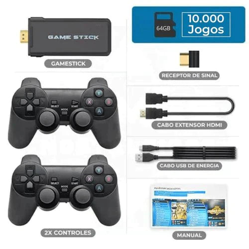 Vídeo Game Retrô SMART CONSOLE Portátil 2.4G Wireless Console Game Stick 4k 10000 Jogos - LANÇAMENTO 2024